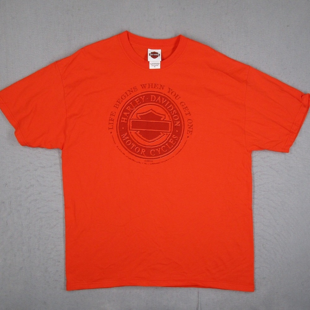 Harley Davidson Anaheim Fullerton California T-Shirt Mens XL Orange 2008